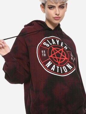 Slayer Nation Burgundy Tie-Dye Graphic Hoodie